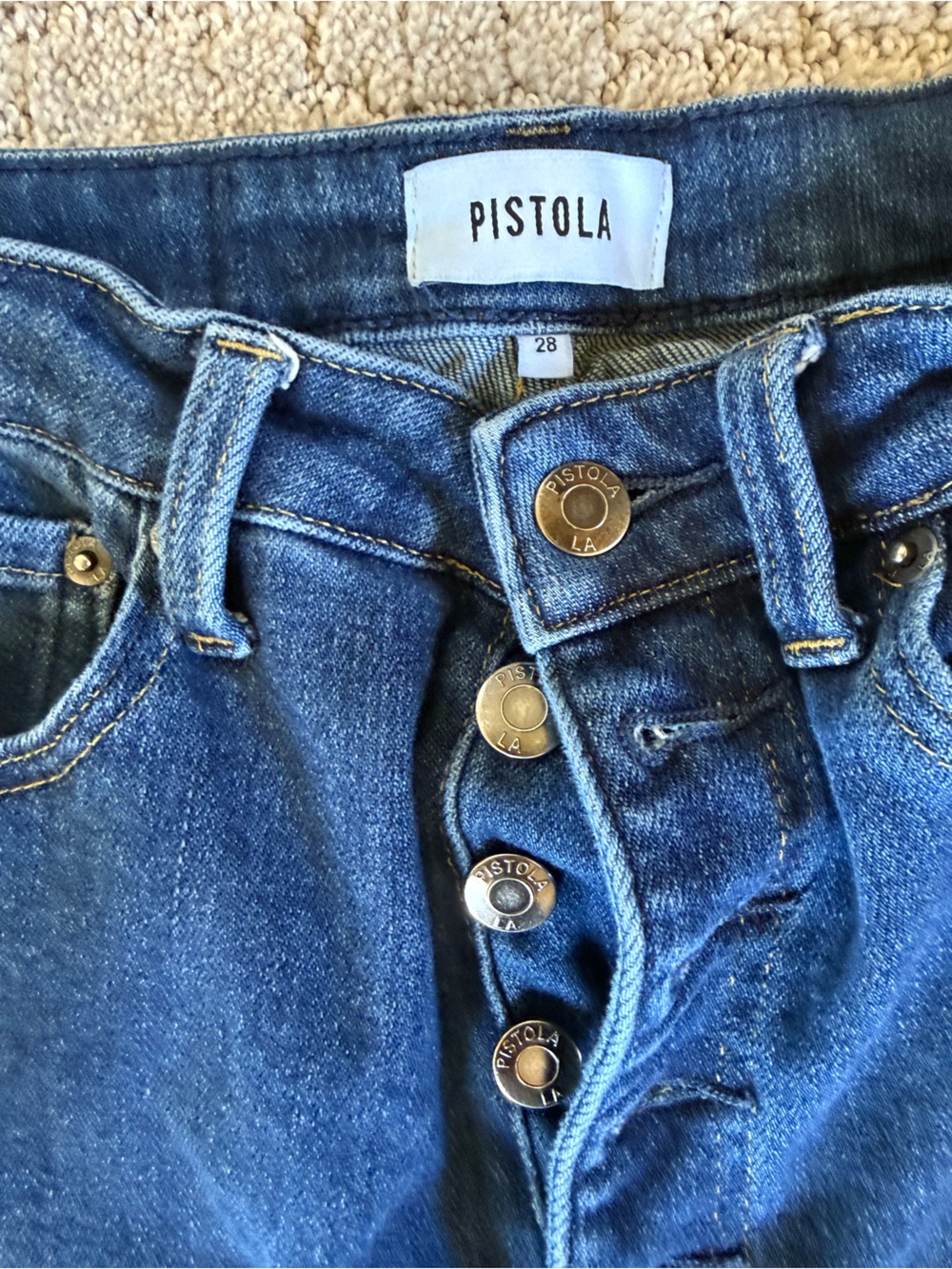 pistola Dark Blue High-Rise Button-Fly Jeans